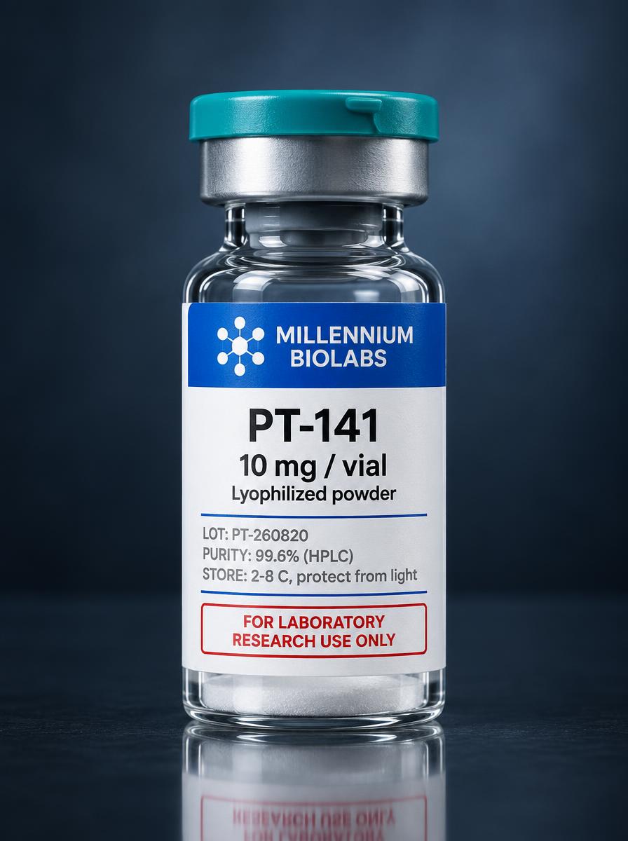 PT-141 (Bremelanotide) 10 mg research peptide vial