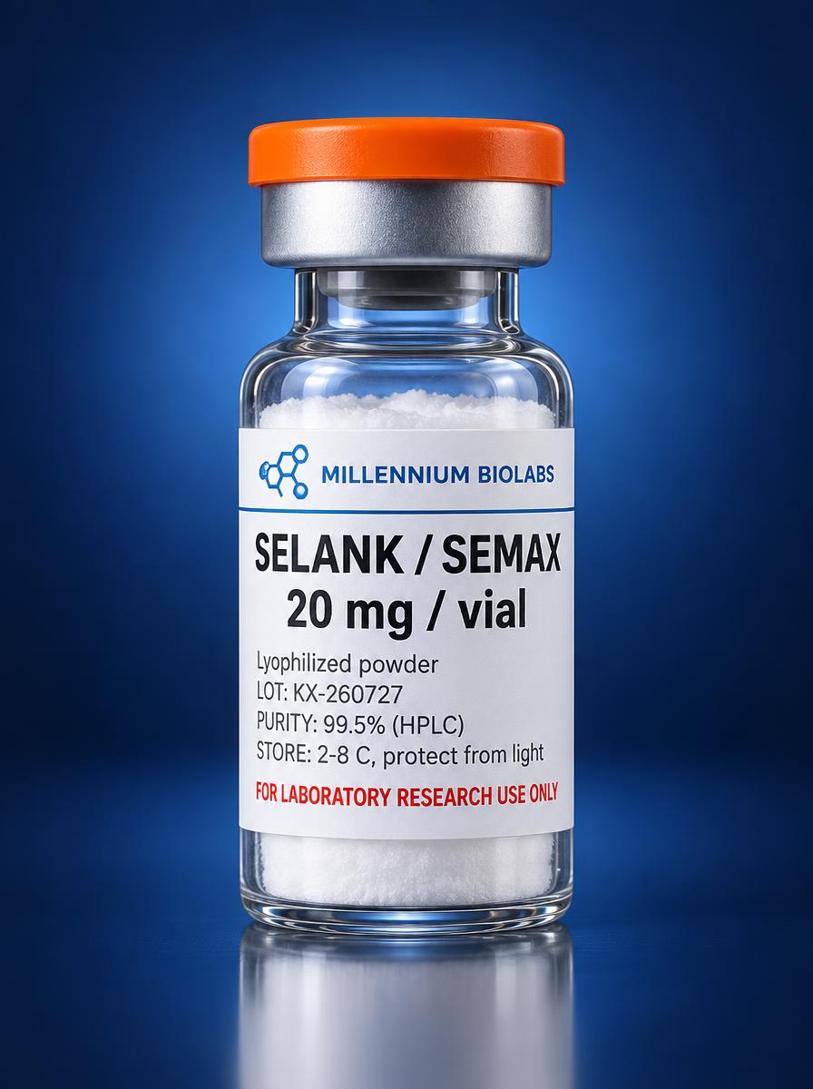 Selank / Semax Blend 20 mg research peptide vial
